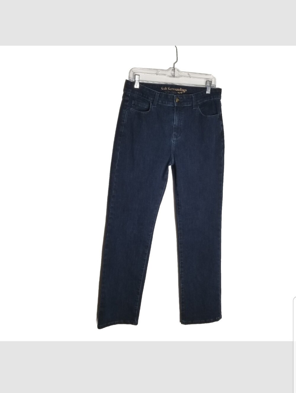Soft Surroundings Jeans Women's 10 High Rise Straight Dark Wash Blue Stretch